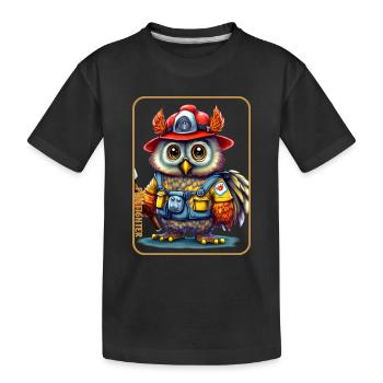 Pompier, amoureux des hiboux - T-shirt bio Premium Enfant - noir - Devant