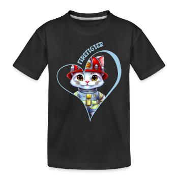 Pompier, chat doux - T-shirt bio Premium Enfant - noir - Devant