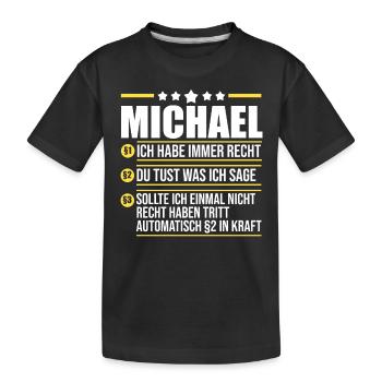 Michael - Kinder Premium Bio T-Shirt - Schwarz - Vorne