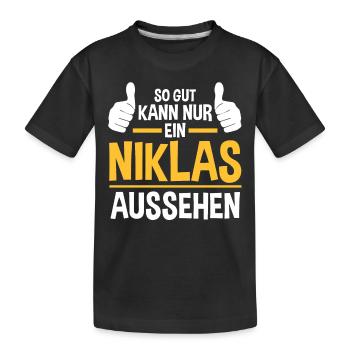 Niklas - Kinder Premium Bio T-Shirt - Schwarz - Vorne