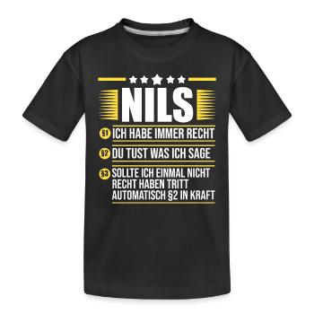 Nils - Kinder Premium Bio T-Shirt - Schwarz - Vorne