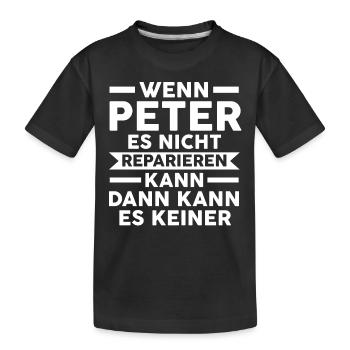 Peter - Kinder Premium Bio T-Shirt - Schwarz - Vorne