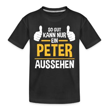 Peter - Kinder Premium Bio T-Shirt - Schwarz - Vorne