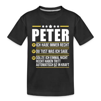 Peter - Kinder Premium Bio T-Shirt - Schwarz - Vorne
