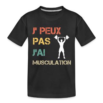Je peux pas j'ai musculation vintage drôle - T-shirt bio Premium Enfant - noir - Devant