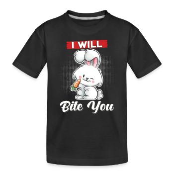 Rabbit Ich will dich beißen - Kinder Premium Bio T-Shirt - Schwarz - Vorne