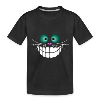 Lustiges Grinsekatzen Katzengesicht Halloween - Kinder Premium Bio T-Shirt - Schwarz - Vorne