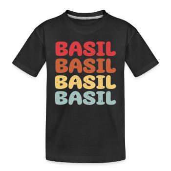 Basil font - Kids' Premium Organic T-Shirt - black - Front