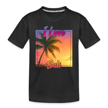 Bali sunset with declaration of love - Kids' Premium Organic T-Shirt - black - Front