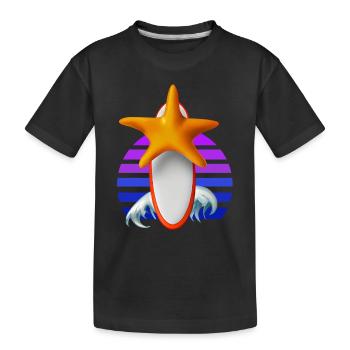 Seesterne Surfbrett - Kinder Premium Bio T-Shirt - Schwarz - Vorne