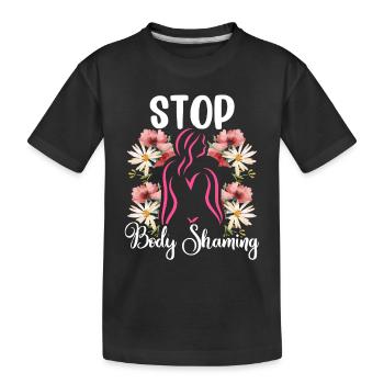 No more bodyshaming Annoying bodyshaming - Kids' Premium Organic T-Shirt - black - Front