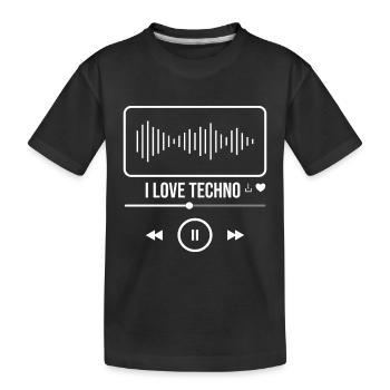 I love techno2 - Kinder Premium Bio T-Shirt - Schwarz - Vorne