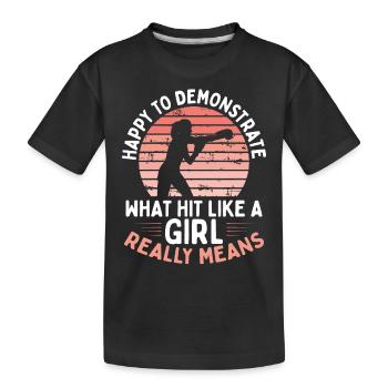 Happy to demonstrate boxing - Kids' Premium Organic T-Shirt - black - Front