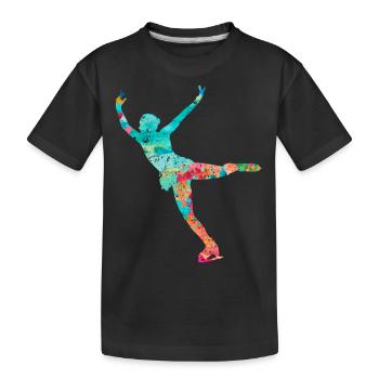Eiskunstlauf PopArt - Kinder Premium Bio T-Shirt - Schwarz - Vorne