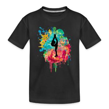 Eiskunstlauf PopArt - Kinder Premium Bio T-Shirt - Schwarz - Vorne