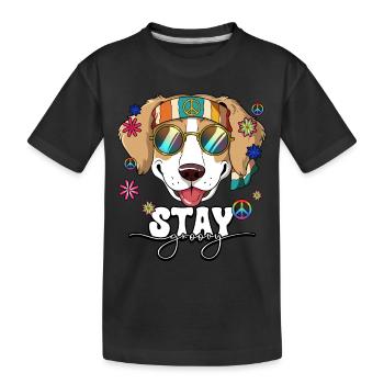 60er 70er Jahre Kostüm Stay Groovy Hippie - Kinder Premium Bio T-Shirt - Schwarz - Vorne