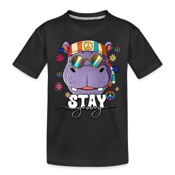 60er 70er Jahre Kostüm Stay Groovy Hippie - Kinder Premium Bio T-Shirt - Schwarz - Vorne