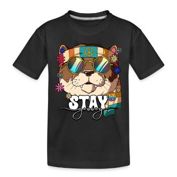 60s 70s Costume Stay Groovy Hippie - Kids' Premium Organic T-Shirt - black - Front