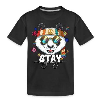 60er 70er Jahre Kostüm Stay Groovy Hippie - Kinder Premium Bio T-Shirt - Schwarz - Vorne