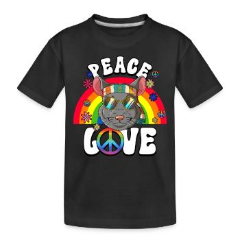60er 70er Jahre Kostüm Peace Love Hippie - Kinder Premium Bio T-Shirt - Schwarz - Vorne