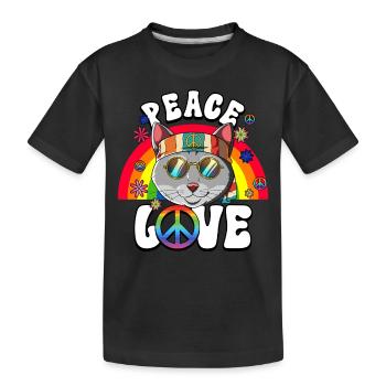 60er 70er Jahre Kostüm Peace Love Hippie - Kinder Premium Bio T-Shirt - Schwarz - Vorne