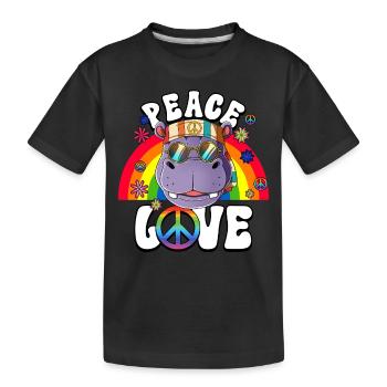 60er 70er Jahre Kostüm Peace Love Hippie - Kinder Premium Bio T-Shirt - Schwarz - Vorne