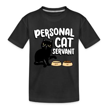 Chat personnel serviteur chat mangeur de nourriture pour chat - T-shirt bio Premium Enfant - noir - Devant