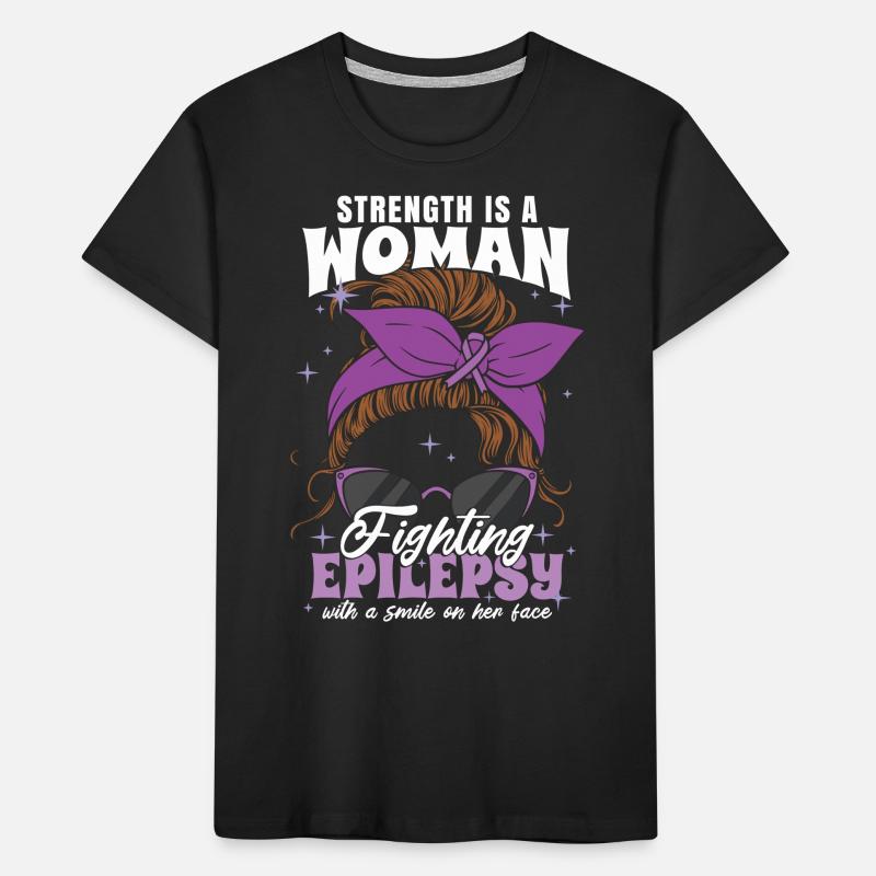 Stärke ist eine Frau, die Epilepsie bekämpft Kinder Premium Bio T-Shirt