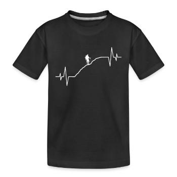 Wandern Wanderer Herzschlag - Kinder Premium Bio T-Shirt - Schwarz - Vorne