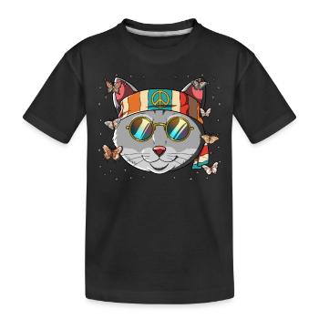 60s 70s Costume Groovy Hippie - Kids' Premium Organic T-Shirt - black - Front