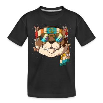 60s 70s Costume Groovy Hippie - Kids' Premium Organic T-Shirt - black - Front