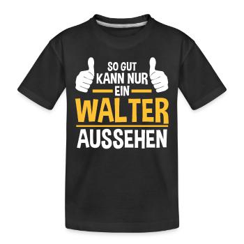 Walter - Kinder Premium Bio T-Shirt - Schwarz - Vorne