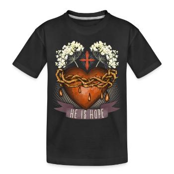 Jésus-Christ, Sacré-Cœur, Couronne d’épines, Proverbe - T-shirt bio Premium Enfant - noir - Devant