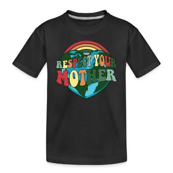 Earth Hour Earth Day Respect Mother Earth - Kids' Premium Organic T-Shirt - black - Front