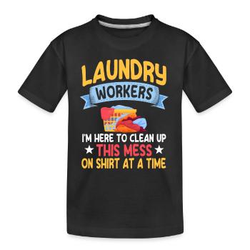 Funny Laundry Worker Gift - Kids' Premium Organic T-Shirt - black - Front