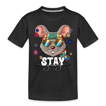 60er 70er Jahre Kostüm Stay Groovy Hippie - Kinder Premium Bio T-Shirt - Schwarz - Vorne
