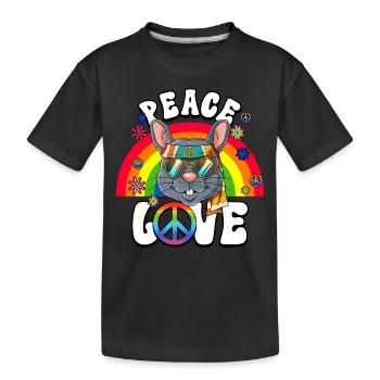 60er 70er Jahre Kostüm Peace Love Hippie - Kinder Premium Bio T-Shirt - Schwarz - Vorne