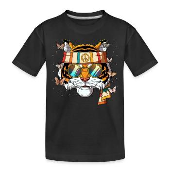 60s 70s Costume Groovy Hippie - Kids' Premium Organic T-Shirt - black - Front