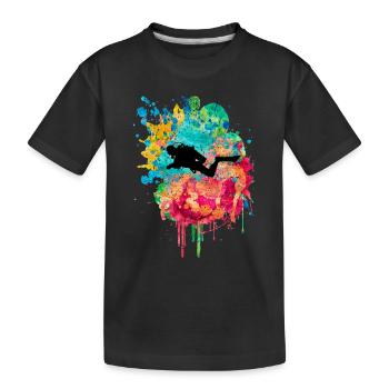 Tiefseetaucher und Taucher PopArt - Kinder Premium Bio T-Shirt - Schwarz - Vorne