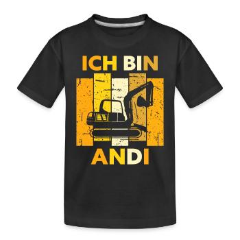 Andi Geschenk Name Namensschild Geburtstag - Kinder Premium Bio T-Shirt - Schwarz - Vorne