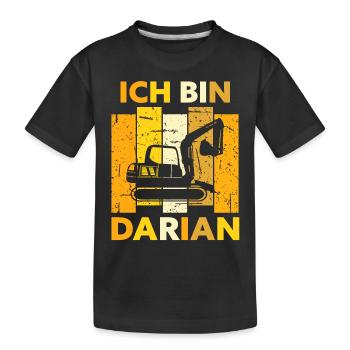 Darian Geschenk Name Namensschild Geburtstag - Kinder Premium Bio T-Shirt - Schwarz - Vorne