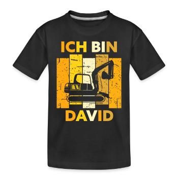 David Geschenk Name Namensschild Geburtstag - Kinder Premium Bio T-Shirt - Schwarz - Vorne
