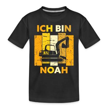 Noah Geschenk Name Namensschild Geburtstag - Kinder Premium Bio T-Shirt - Schwarz - Vorne