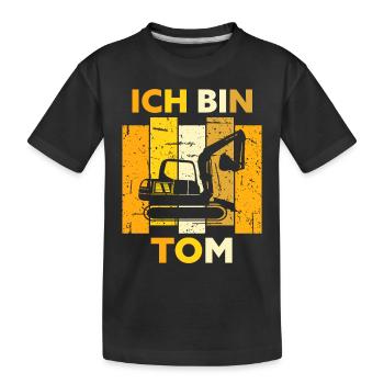 Tom Geschenk Name Namensschild Geburtstag - Kinder Premium Bio T-Shirt - Schwarz - Vorne