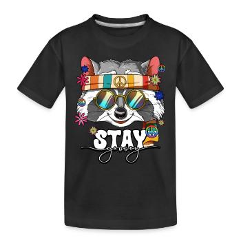 60er 70er Jahre Kostüm Stay Groovy Hippie - Kinder Premium Bio T-Shirt - Schwarz - Vorne
