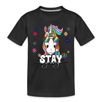 60er 70er Jahre Kostüm Stay Groovy Hippie - Kinder Premium Bio T-Shirt - Schwarz - Vorne