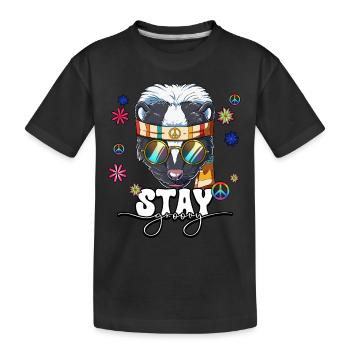 60er 70er Jahre Kostüm Stay Groovy Hippie - Kinder Premium Bio T-Shirt - Schwarz - Vorne