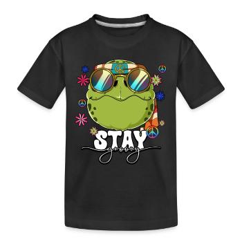 60s 70s Costume Stay Groovy Hippie - Kids' Premium Organic T-Shirt - black - Front