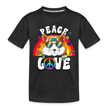 60er 70er Jahre Kostüm Peace Love Hippie - Kinder Premium Bio T-Shirt - Schwarz - Vorne