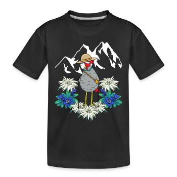 Oma Huhn Urlaub Langlauf Trecking Gebirge wandern - Kinder Premium Bio T-Shirt - Schwarz - Vorne